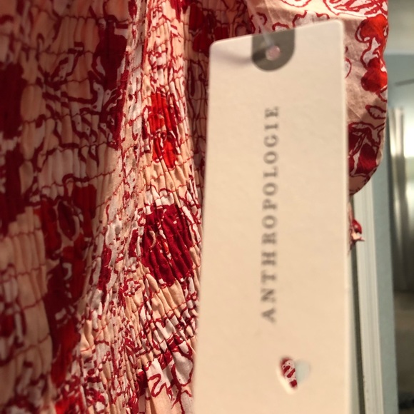 Anthropologie Red Floral Midi Dress - Picture 6 of 10
